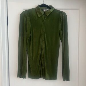 Princess Polly Green Button-Up Shirt